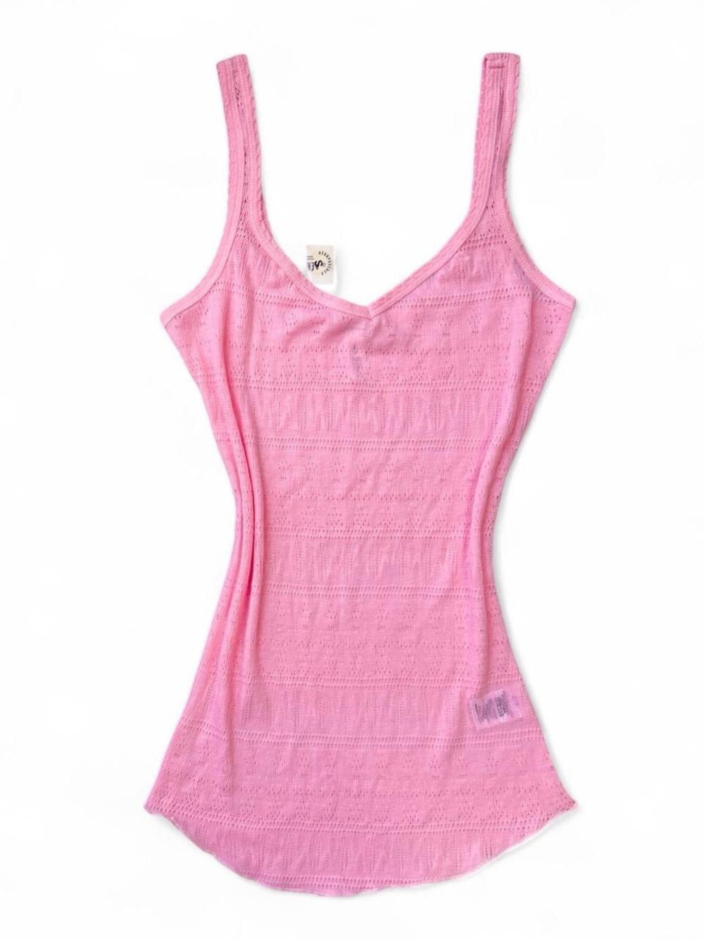 Y2K 2000s Aeropostale Pink Knit Sheer V-Neck Tank Top, NWT